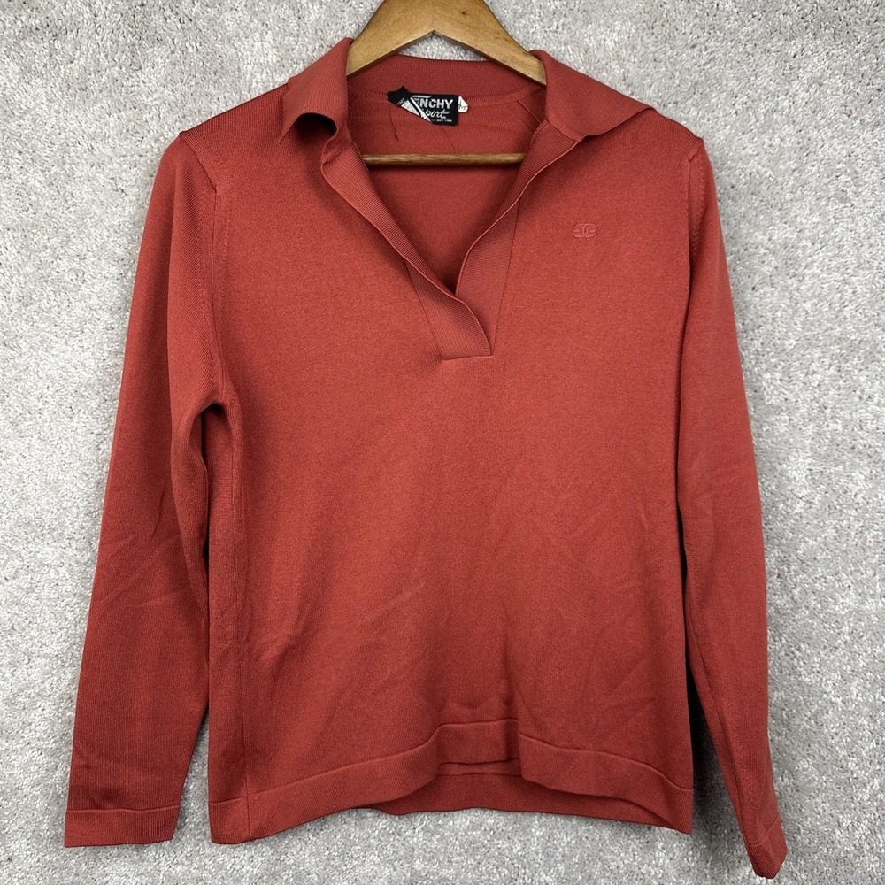 Vintage Givenchy Sport Shirt‎ Women's Sz 38 Orange Knit Long Sleeve Casual Paris